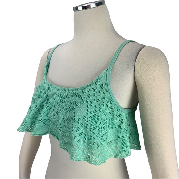 O'Rageous Medium Bikini Top Bandeau Ruffle Mint Boho - Picture 3 of 5